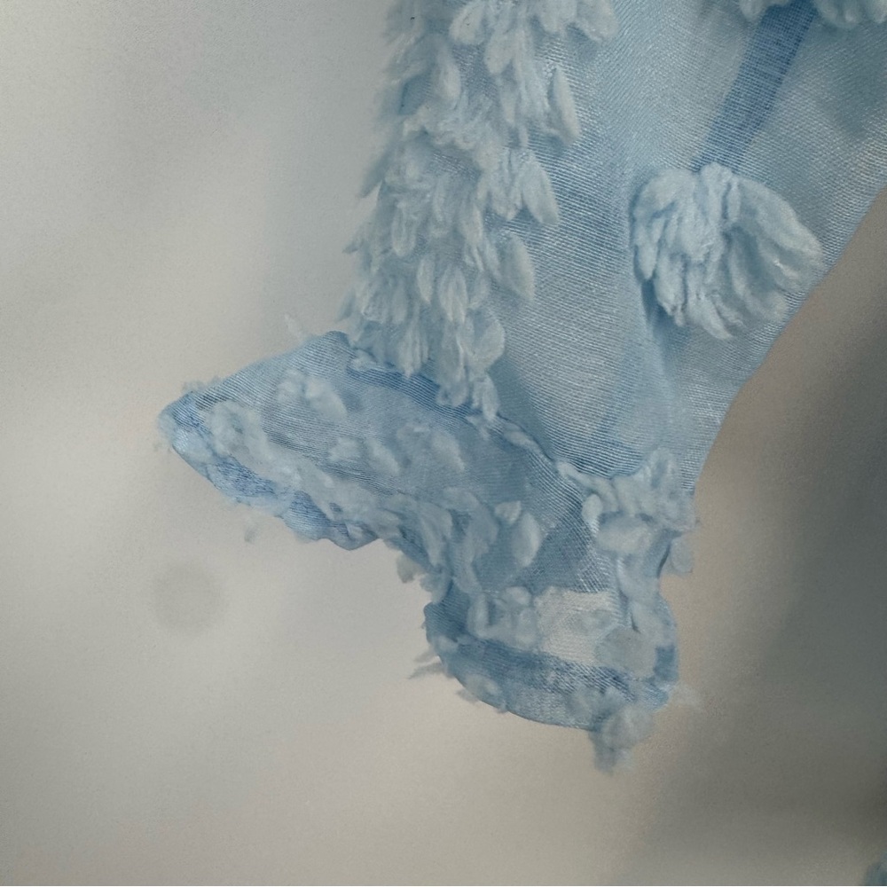 Reveuse Dress Light Blue Swiss Dot Ruffle Mini Dress Women's Sz. S NWT - Picture 2 of 16